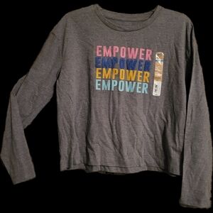 Gray Long Sleeve Empower Graphic Tee